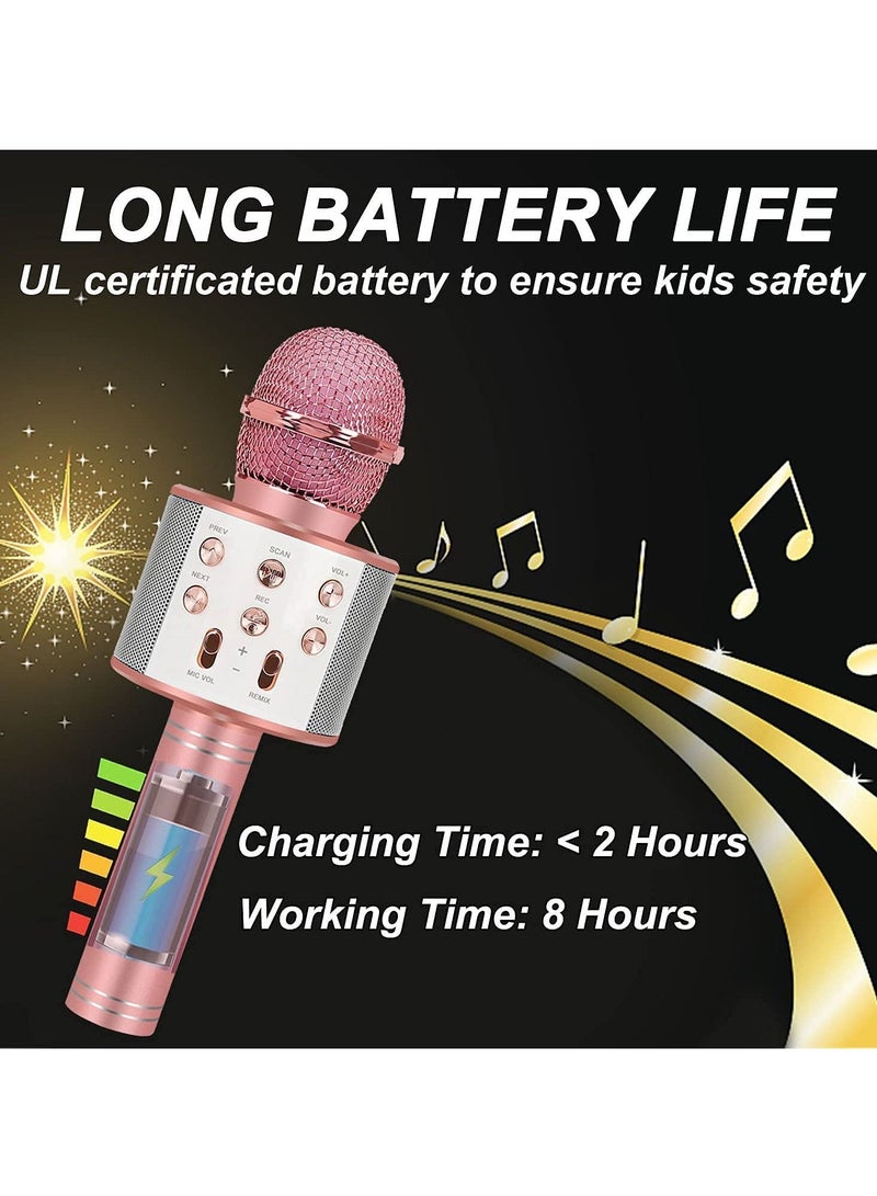 PAMEER Wireless Bluetooth Karaoke Microphone for Kids 5 in 1 Portable Handheld Karaoke Mic Speaker Player Recorder with Adjustable Remix FM Radio for Kids Girls Boys Birthday - Image 4