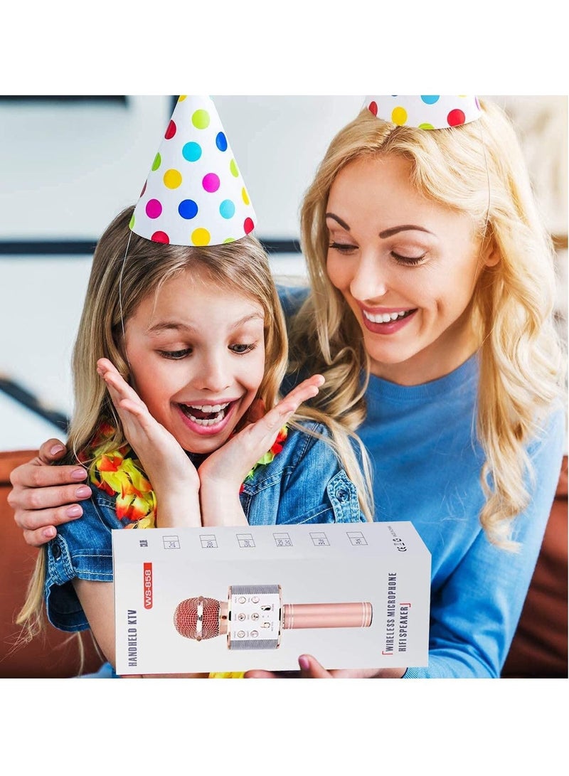 PAMEER Wireless Bluetooth Karaoke Microphone for Kids 5 in 1 Portable Handheld Karaoke Mic Speaker Player Recorder with Adjustable Remix FM Radio for Kids Girls Boys Birthday - Image 3