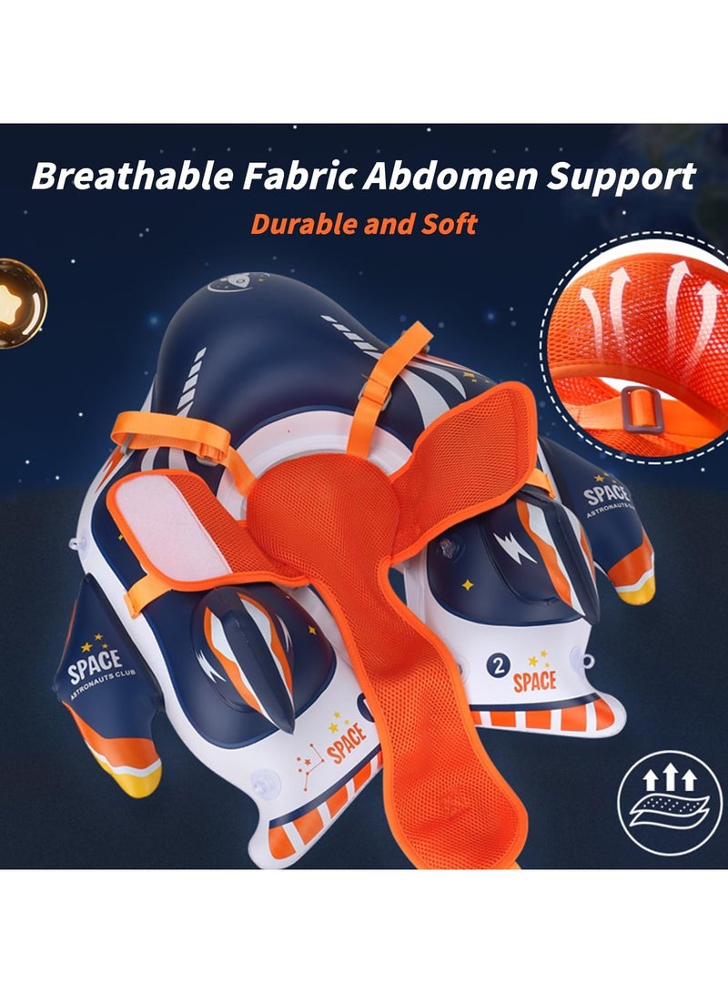 سويمبوبو عوامة حمام سباحة للأطفال مزودة بمظلة صاروخية ثلاثية الأبعاد وتصميم إضافي للذيل. عوامة سباحة للرضع سميكة من مادة PVC مع حزام، مظلة شمسية للأطفال الصغار والبنات والأولاد للسباحة من عمر 6 إلى 36 شهرًا - Image 3