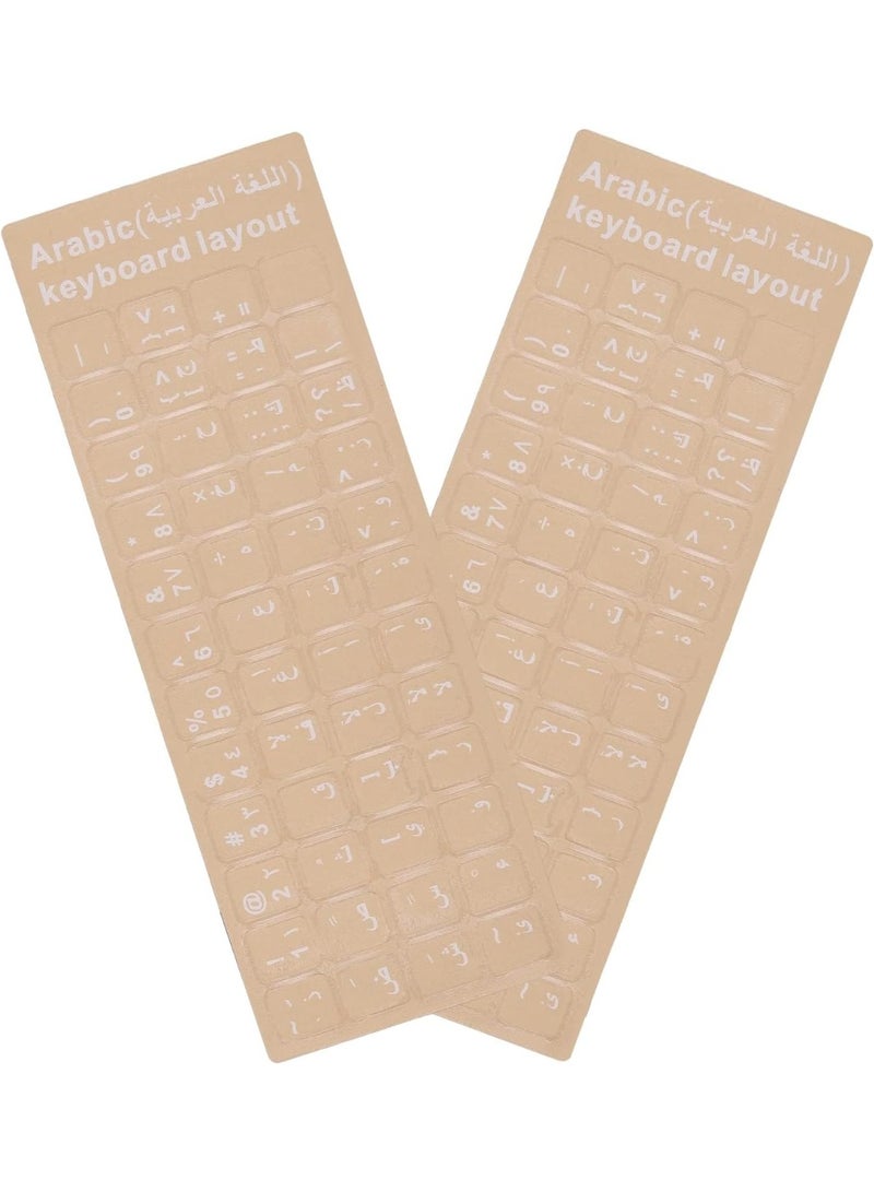 2-Pack Arabic Keyboard Letter Stickers Universal Keyboard Stickers with Transparent Background and White Letters for Computer and Laptop - 2-Pack - Arabic - Image 1