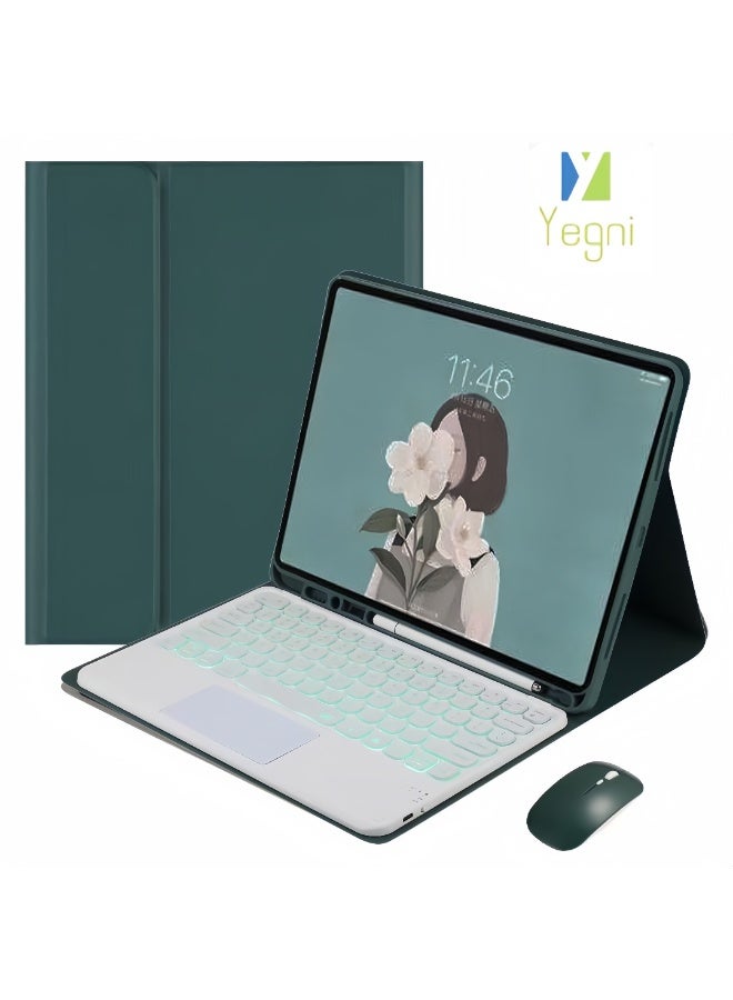 Yegni Compatible with Samsung tablet series Bluetooth backlit keyboard touch keyboard leather case with pen slot and mouse - Image 1