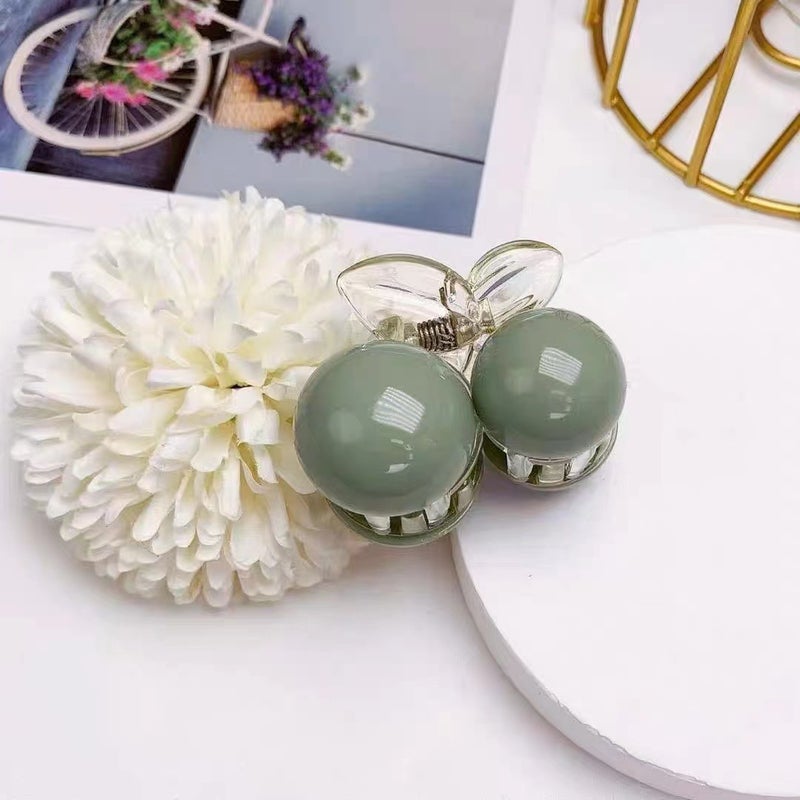 Loquat Fashionable Versatile Shark Clip Hair Ties Green Fog Simple Style Women Handmade Crafts Headwear Korean Style Smog Green Trumpet Clamp