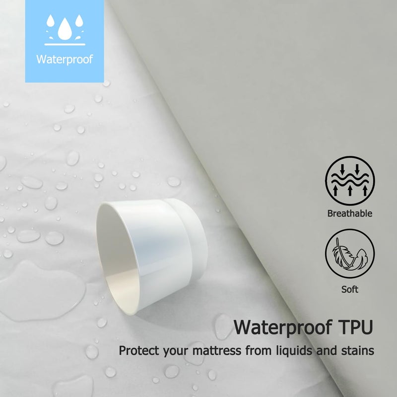 Softhour 2 Pack Full Premium Waterproof Mattress Protector  Soft Breathable Mattress Pad Cover  Noiseless Waterproof Bed Cover - Stretch to 21"" Fitted Deep Pocket Mattress Protection Cover-Light Grey  - Image 5