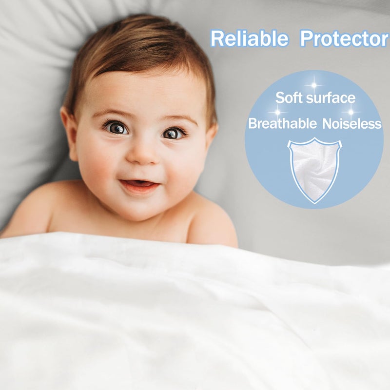 Softhour 2 Pack Full Premium Waterproof Mattress Protector  Soft Breathable Mattress Pad Cover  Noiseless Waterproof Bed Cover - Stretch to 21"" Fitted Deep Pocket Mattress Protection Cover-Light Grey  - Image 2