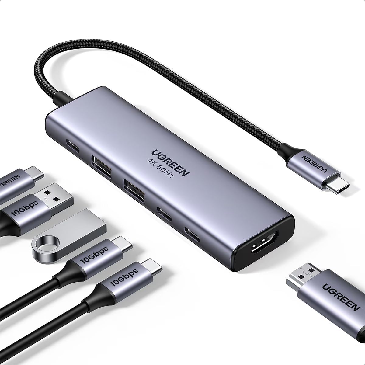 يوغرين Ugreen 6-in-1 usb-c Adapter Hub