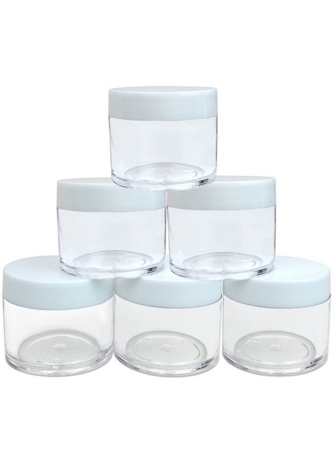 Beauticom 6 Piece 1 Oz. Usa Acrylic Round Clear Jars With Flat Top Lids For Creamslotionsmake Upcosmeticssamplesherbsointments (6 Pieces Jars + Lidswhite) - Image 1