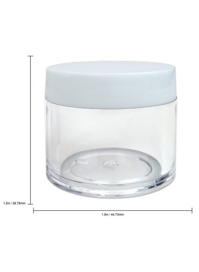 Beauticom 6 Piece 1 Oz. Usa Acrylic Round Clear Jars With Flat Top Lids For Creamslotionsmake Upcosmeticssamplesherbsointments (6 Pieces Jars + Lidswhite) - Image 2