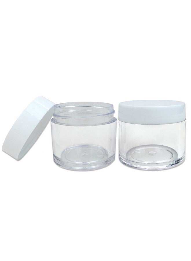 Beauticom 6 Piece 1 Oz. Usa Acrylic Round Clear Jars With Flat Top Lids For Creamslotionsmake Upcosmeticssamplesherbsointments (6 Pieces Jars + Lidswhite) - Image 4