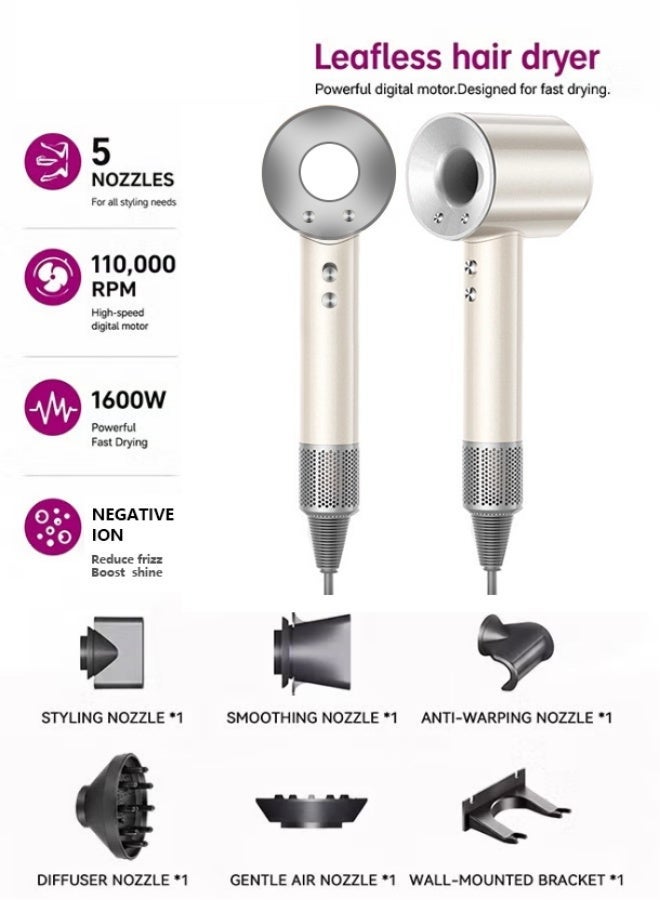Super Ionic  Hair Dryer with Powerful  or Fast Drying with Diffuser for Curly Hair - Lightweight Travel Hairdryer for Women - Fast Drying Hair Dryer with Diffuser & Accessories - Hair Diffuser for Women Gifts - Image 1
