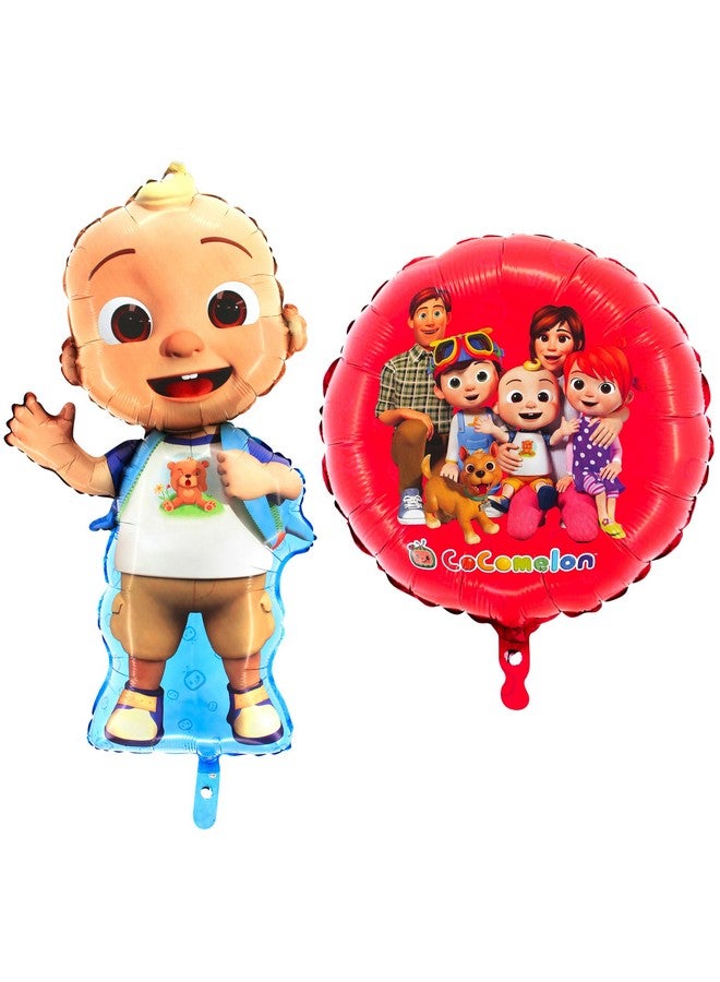 Toyland® Pack of 2 Cocomelon Balloons - Large Baby JJ Shaped Balloon 81cm (32") & Round Cocomelon Family Balloon 45.7cm (18") - Children's Party Decorations