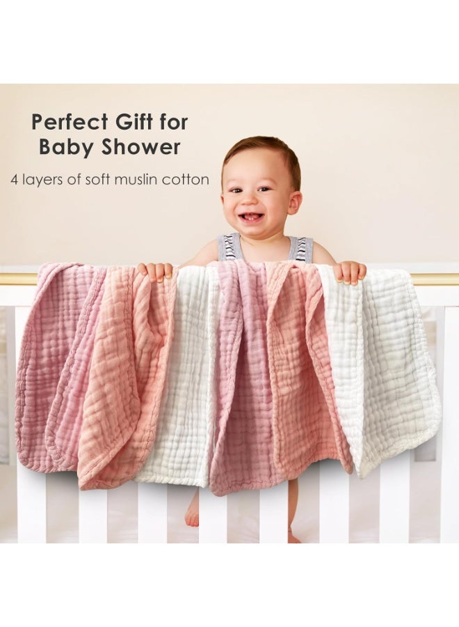 Sunny zzzZZ Muslin Burp Cloths for Baby 100% Cotton Burping Cloths for Unisex, Boy, Girl - Large 20'' by 10'' Newborn Essentials Ultra Soft Absorbent Milk Spit Up Rags - 12 Pack - White+Light Sakura Series - Image 3
