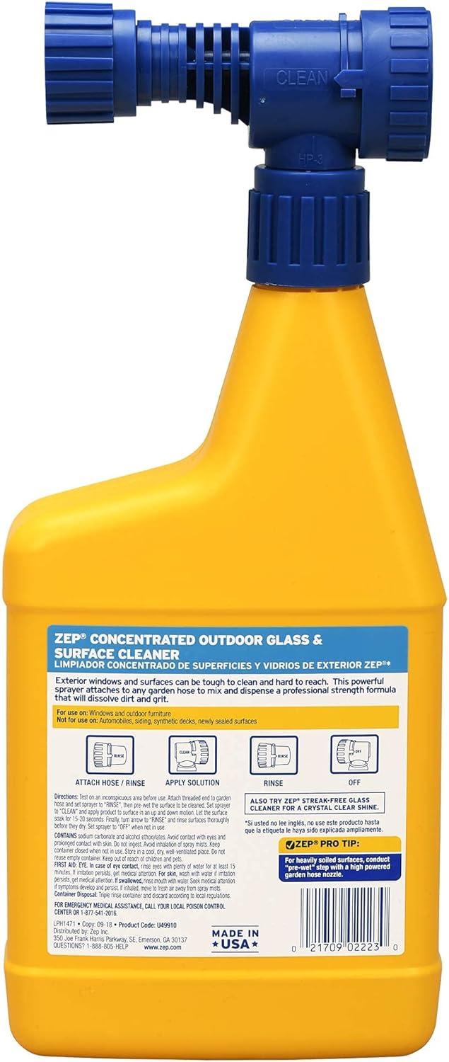 Zep HoseEnd Outdoor Cleaner  32 Ounces  U49910  Great for Outdoor Glass and Surfaces Pack of 2 - Image 3