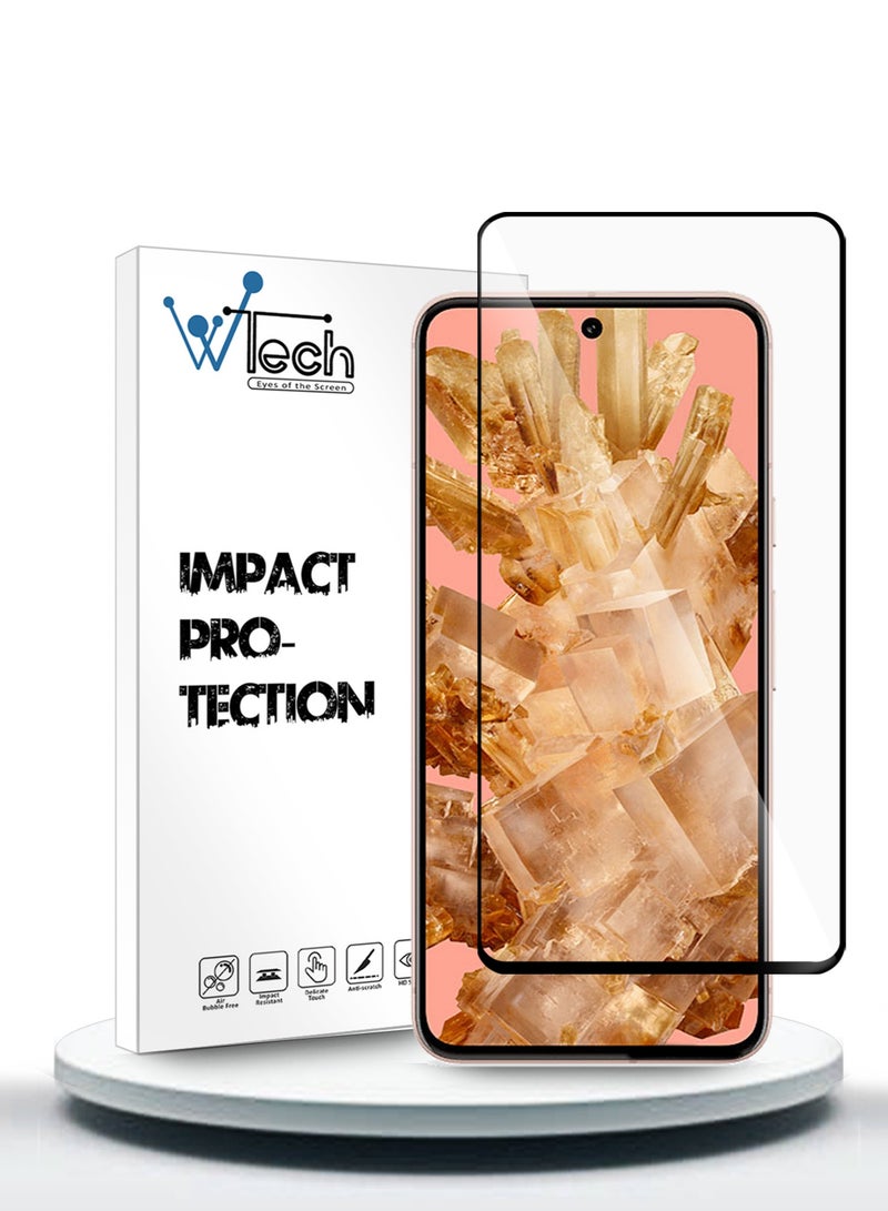 Wtech Google Pixel 8 5G 2023 Premium E2E Full Glue Full Cover Tempered Glass Screen Protector (MSGECN) - Clear/Black - Image 1