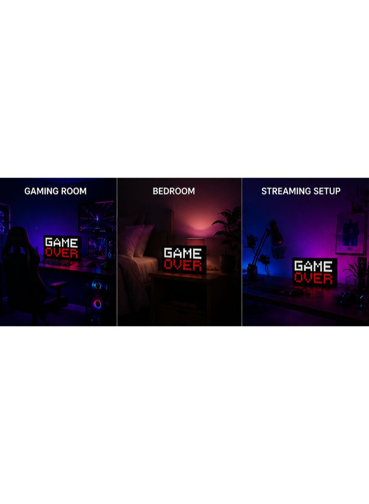 Game Over RGB LED Light Sign – 8-Bit Retro Gaming Lamp, Sound Reactive Multi-Color Light, USB Powered Desk & Gaming Room Decor - Image 3