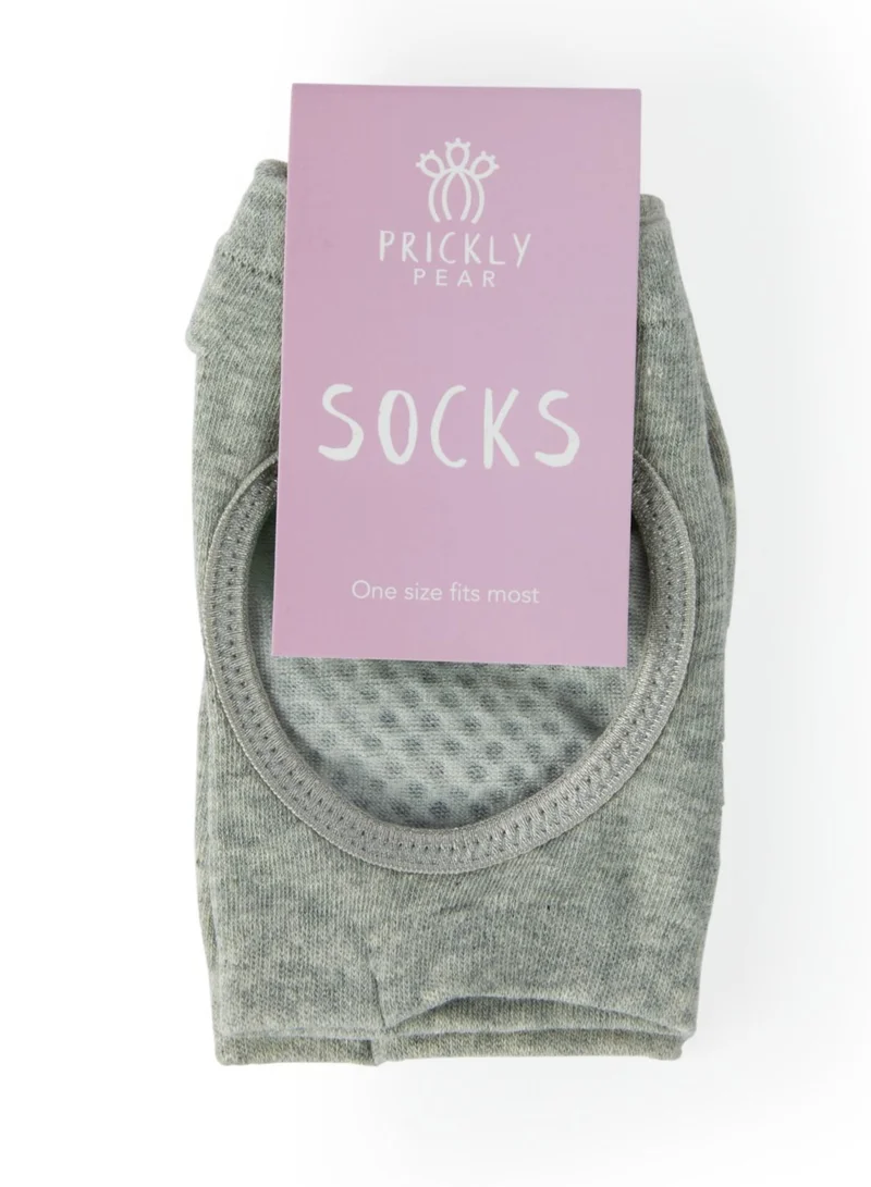Prickly Pear Grey Non-Slip Barre/Yoga/Pilates Socks, Womens, One Size Fits Most
