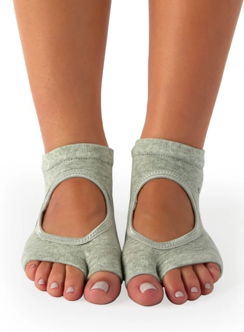 Prickly Pear Grey Non-Slip Barre/Yoga/Pilates Socks, Womens, One Size Fits Most