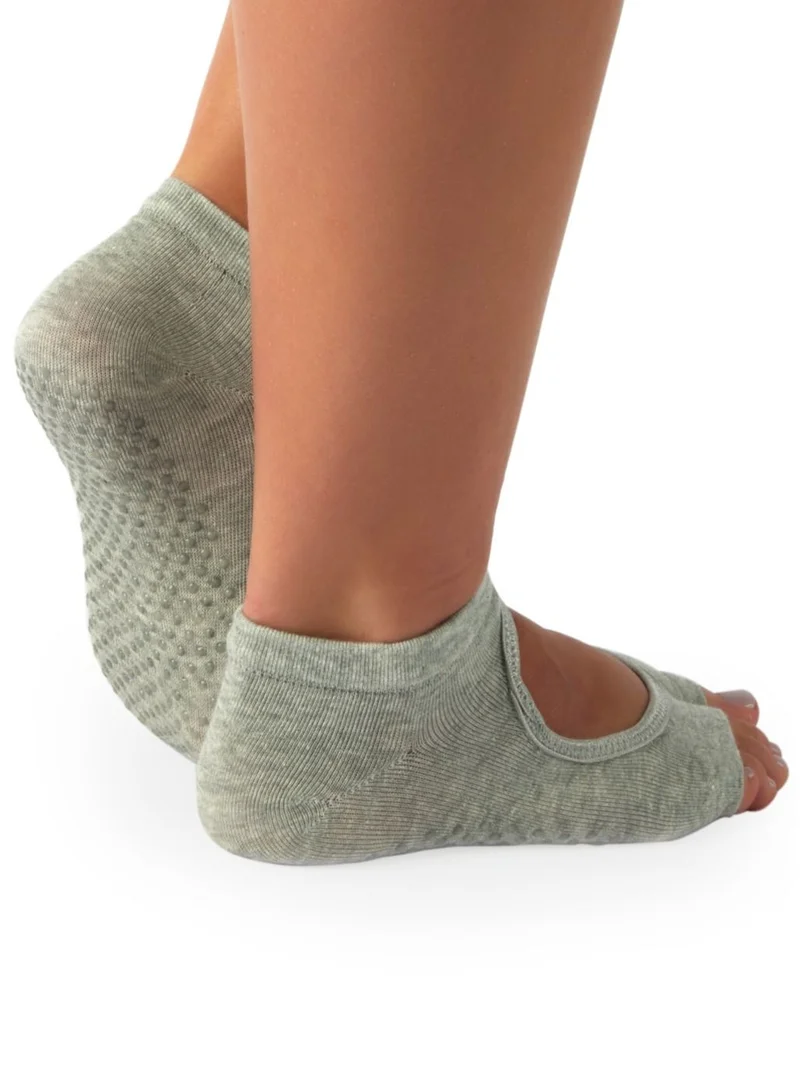 Prickly Pear Grey Non-Slip Barre/Yoga/Pilates Socks, Womens, One Size Fits Most
