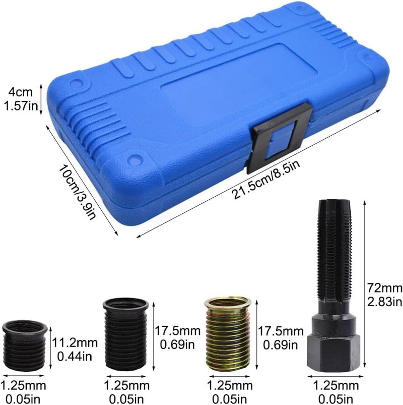 Calidaka Spark Plug Repair Kit 16Pcs Carbon Steel Spark Plug Tap Thread Repair Tools M14 X 1.25 Rethreading Set with Portable Case - Image 3