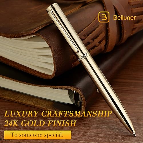 BEILUNER Gold Gel Pen, Stunning Luxury Pens with 24K Gold Plating, Black Ink Refill, Executive Gift Set for Family & Friends, Writing, Fancy, Office, Retractable, Graduation Gifts, Nice Designer Pens - Image 3