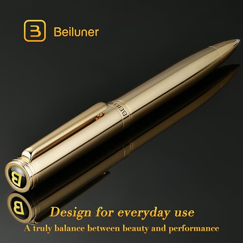BEILUNER Gold Gel Pen, Stunning Luxury Pens with 24K Gold Plating, Black Ink Refill, Executive Gift Set for Family & Friends, Writing, Fancy, Office, Retractable, Graduation Gifts, Nice Designer Pens - Image 2