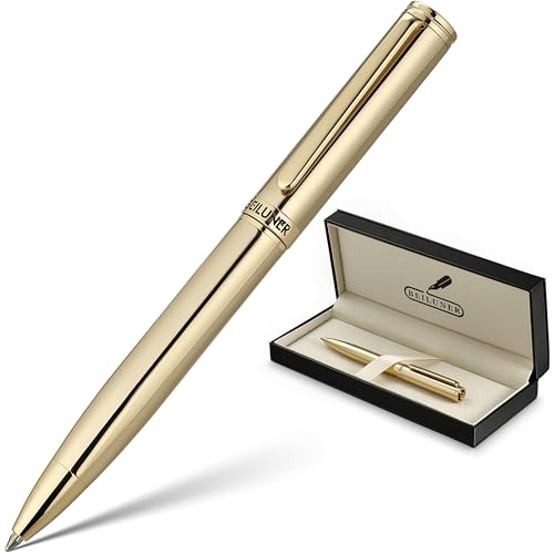 BEILUNER Gold Gel Pen, Stunning Luxury Pens with 24K Gold Plating, Black Ink Refill, Executive Gift Set for Family & Friends, Writing, Fancy, Office, Retractable, Graduation Gifts, Nice Designer Pens - Image 1