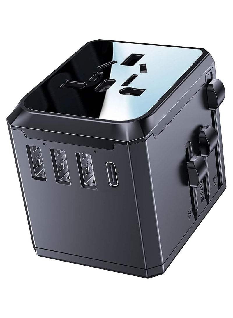YESIDO Universal Travel Adapter with 4 Ultra-Fast USB Port and 1 Type C Power Socket Worldwide Plugs UK EU US AU Auto Switch - Image 1