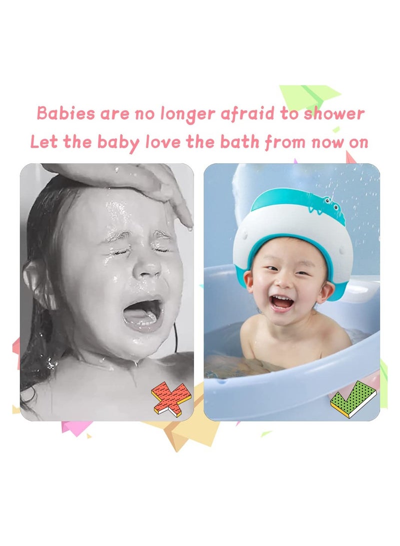 Cute Crocodile Baby Shower Cap Visor Hat for Eye and Ear Protection Adjustable Band for Infants and Toddlers Over 6 Months Blue - Image 4