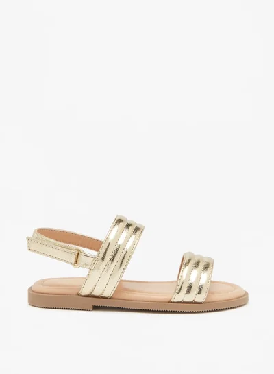 جونيورز Girls Stitch Detail Strap Sandals with Hook and Loop Closure