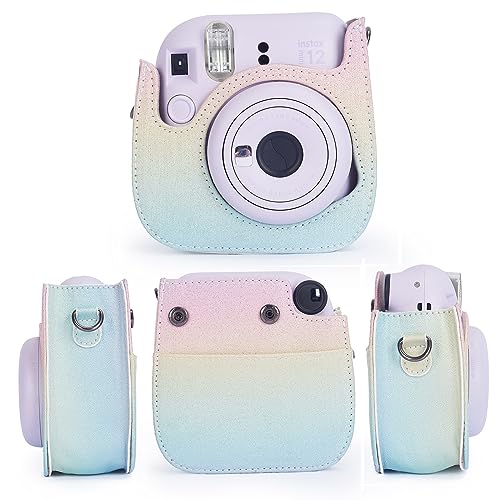 Phetium Instant mini 12 Camera Protective Case Compatible with Instax Mini 12 11,PU Leather Bag with Pocket and Adjustable Shoulder Strap (Shining Rainbow) - Image 2