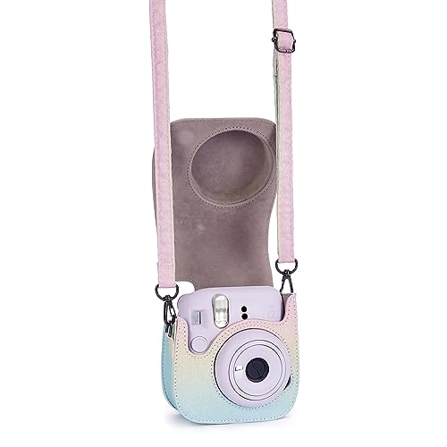 Phetium Instant mini 12 Camera Protective Case Compatible with Instax Mini 12 11,PU Leather Bag with Pocket and Adjustable Shoulder Strap (Shining Rainbow) - Image 3