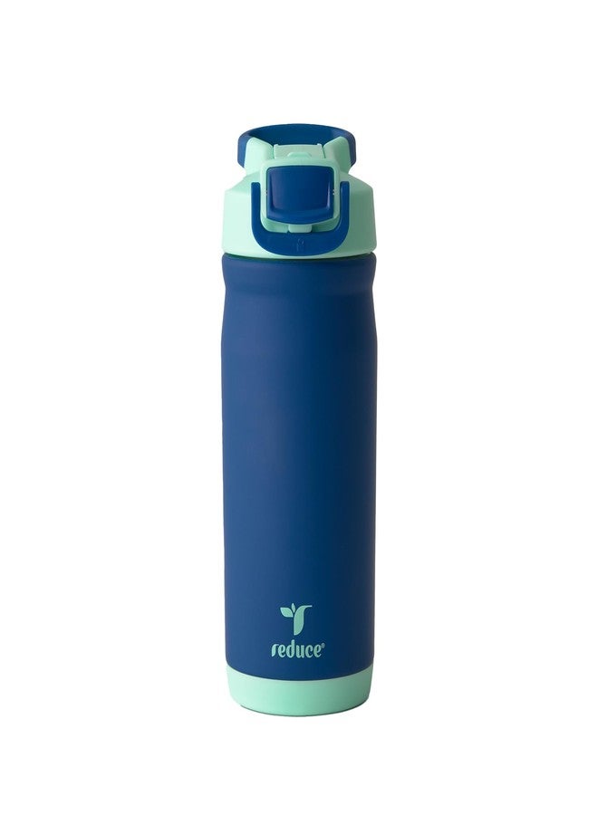 REDUCE 14 oz Hydrate Pro Stainless Steel Insulated Water Bottle - Flip Top Leak-Proof Lid,Dishwasher Safe, BPA-Free, Dual Wall Vacuum, Keeps Drinks Cold for 48 Hrs, Cup Holder Friendly - Nautical Mist - Image 1