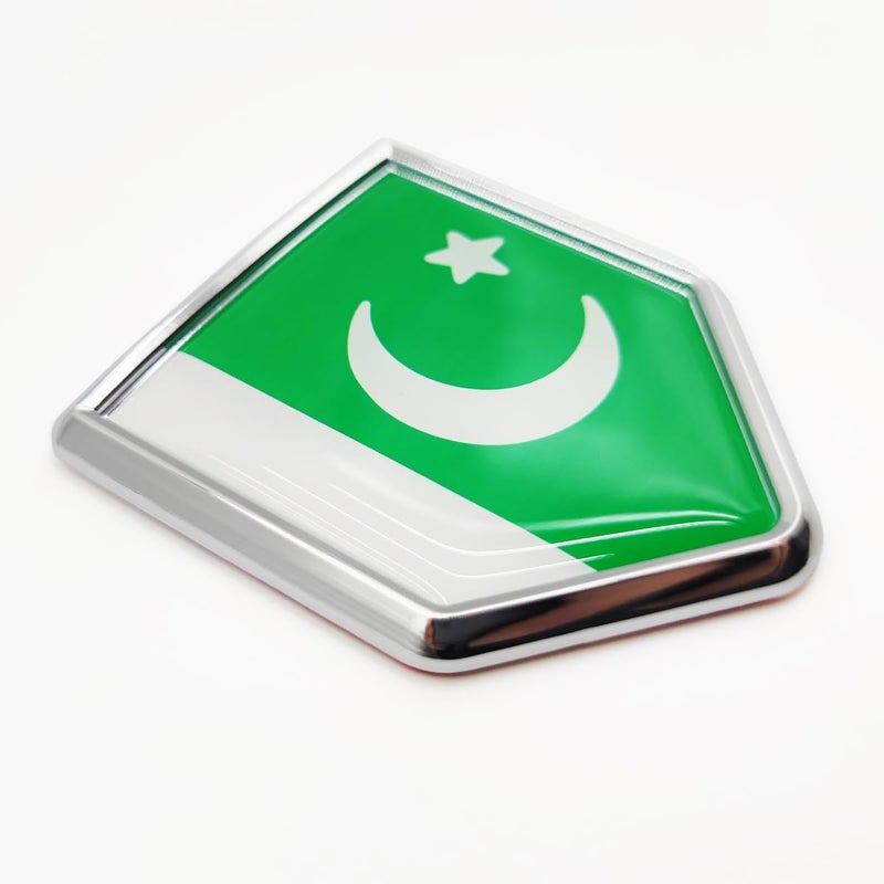 Overdecor Pakistan Flag Decal Stickers Car Emblem Pakistani Car Accessories Decorations Chrome Shield Flag Sticker Decals for Cars Truck Vehicles 2 Pack