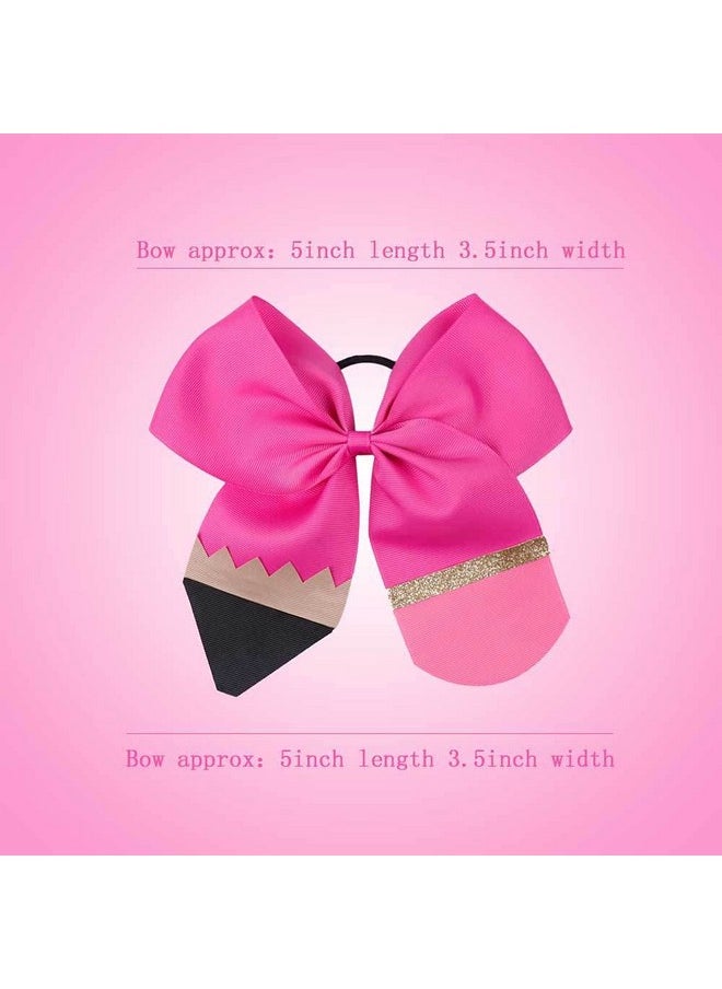 JustMyDress Pencil Girls Hair Bow Ponytail Holder Jumbo Hair Clips For Cheerleader Girls Jbc13 (Hair Ringyellow)  - Image 4