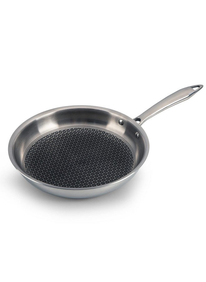 AGARO Royal Honey Comb Frying Pan, 1L Capacity, 22 cm Diameter, Tri-Ply Steel with Honey Comb, Riveted Handle, Food Safe & PFOA Free, Gas & Induction Compatible, Cooking, Frying, Serving, Silver - Image 4