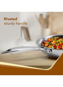 AGARO AGARO Royal Honey Comb Frying Pan, 1L Capacity, 22 cm Diameter, Tri-Ply Steel with Honey Comb, Riveted Handle, Food Safe & PFOA Free, Gas & Induction Compatible, Cooking, Frying, Serving, Silver  - Image 5