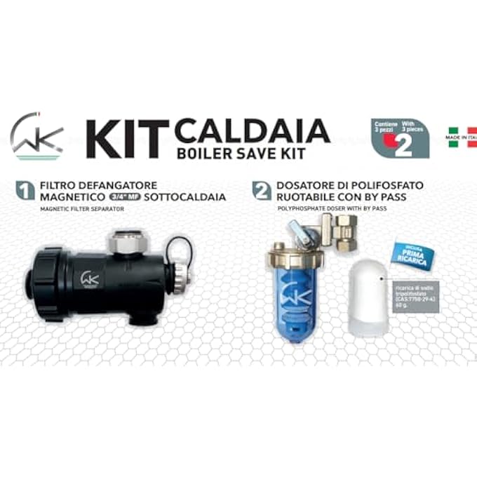 - BOILER SET CONSISTING OF MAGNETIC DESLUDGE FILTER, ROTATING POLYPHOSPHATE DISPENSER AND A POLYPHOSPHATE TABLET, IDEAL FOR ANTI-LIMESCALE AND CORROSION PROTECTION - Image 2