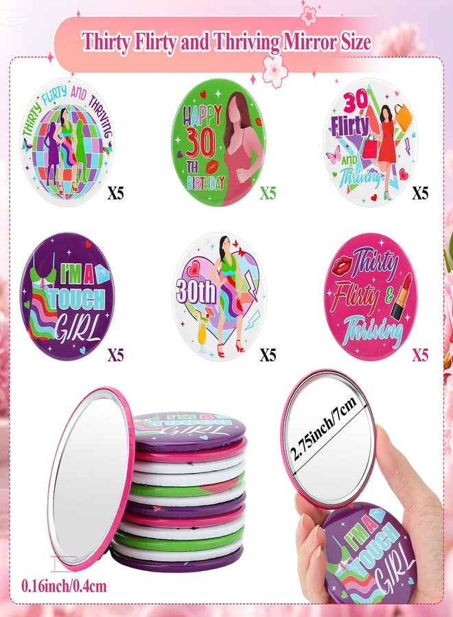 HKOYTIUP 30Pcs Thirty Flirty and Thriving Party Favors 30th Birthday Gifts for Women 2.75inches Round Makeup Mirrors Happy 30th Birthday Party Favors for Daughter Niece Sister Friends - Image 2