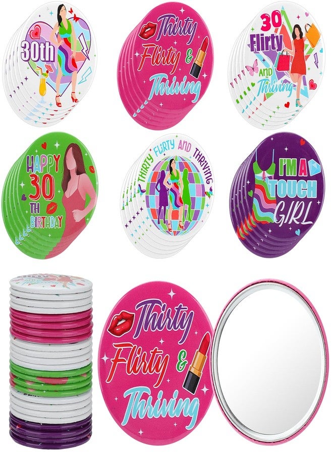 HKOYTIUP 30Pcs Thirty Flirty and Thriving Party Favors 30th Birthday Gifts for Women 2.75inches Round Makeup Mirrors Happy 30th Birthday Party Favors for Daughter Niece Sister Friends - Image 1