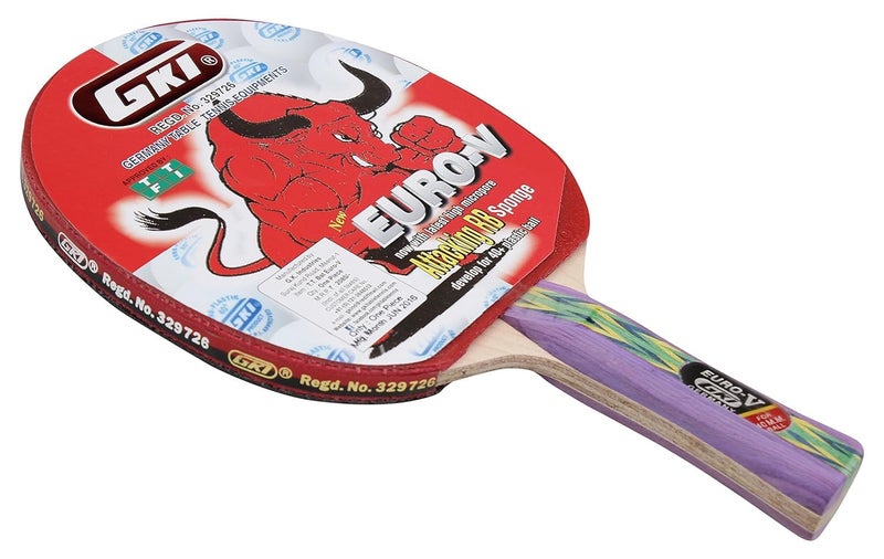 GKI Euro V Wooden Table Tennis Racquet (Multicolor, Pack of 1) - Image 4