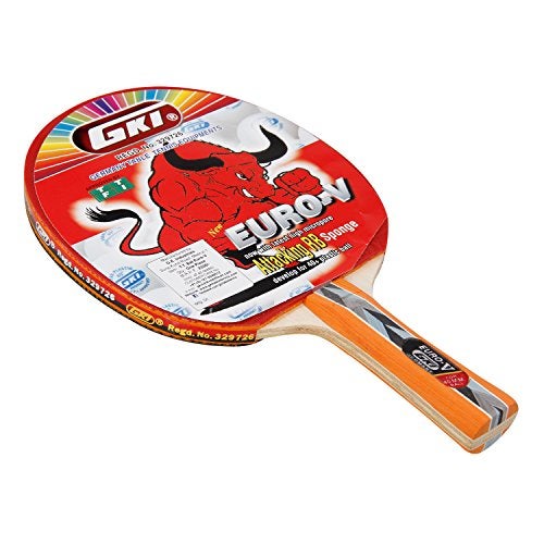 GKI Euro V Wooden Table Tennis Racquet (Multicolor, Pack of 1) - Image 1
