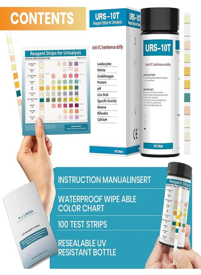 HANNEA® 100-Count Urinalysis Strips, Quick UTIs Urine Test Dipsticks, 10-Parameter Urine Test Strips, Self Monitoring Uti Test Strips for Possible UTIs, Diabetes, Electrolyte Imbalance, Etc - Image 2