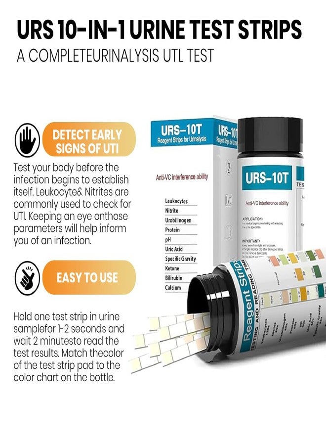 HANNEA® 100-Count Urinalysis Strips, Quick UTIs Urine Test Dipsticks, 10-Parameter Urine Test Strips, Self Monitoring Uti Test Strips for Possible UTIs, Diabetes, Electrolyte Imbalance, Etc - Image 5
