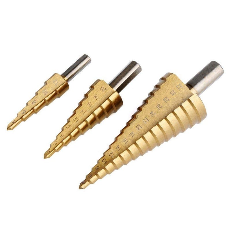 Autek 3pcs hss steel large step cone drill titanium bit set hole cutter 4-12/20/32mm - Image 2