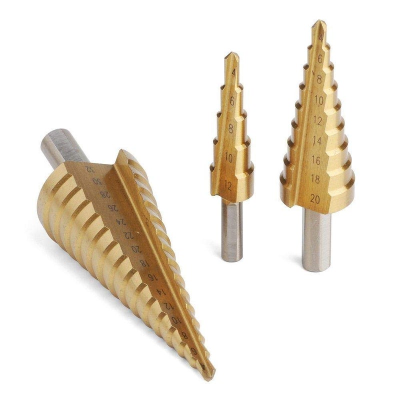 Autek 3pcs hss steel large step cone drill titanium bit set hole cutter 4-12/20/32mm - Image 3