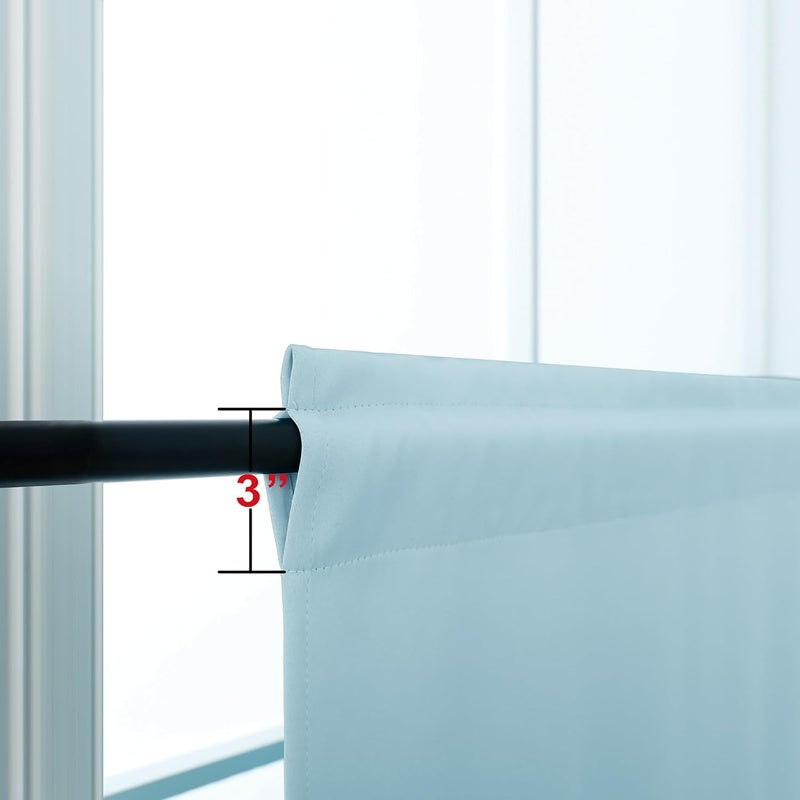 KOUFALL Light Blue Short Blackout Curtains 24 Inches Long for Girls Bedroom Kitchen Small Window Set 2 Panels Rod Pocket Curtains for Kids Room Bathroom 24 Inch Length - Image 3