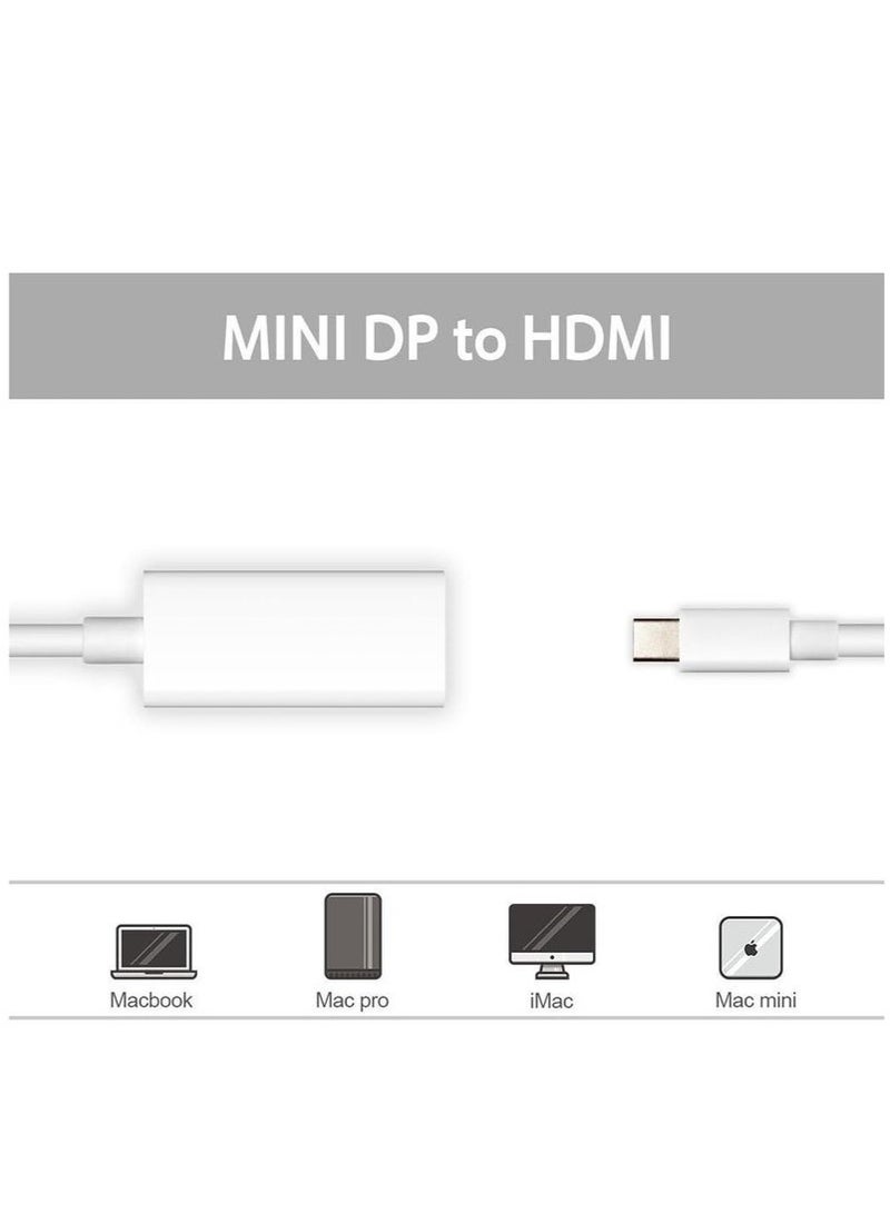 Mini DisplayPort (Mini DP) to HDMI Adapter – White 4K Video Converter for MacBook, Surface, Laptop to Monitor, TV, Projector – Audio  Video Sync, Plug  Play, Lightweight Design for Presentations, Gaming, Movies - Image 3