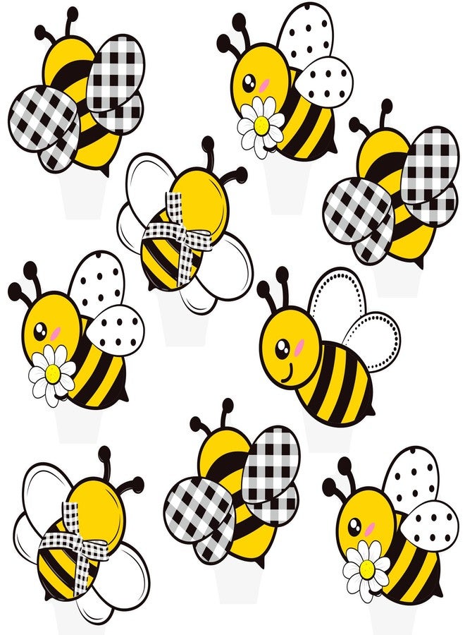 اوموني زينة كب كيك النحل لحفلات أعياد الميلاد على شكل نحلة، 48 قطعة من زينة كب كيك النحل، أوه بيبي، زينة الكيك لموضوع النحل، لوازم حفلات استقبال المولود، الكشف عن جنس المولود - Image 2