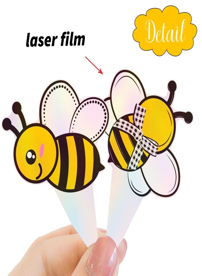 اوموني زينة كب كيك النحل لحفلات أعياد الميلاد على شكل نحلة، 48 قطعة من زينة كب كيك النحل، أوه بيبي، زينة الكيك لموضوع النحل، لوازم حفلات استقبال المولود، الكشف عن جنس المولود - Image 5