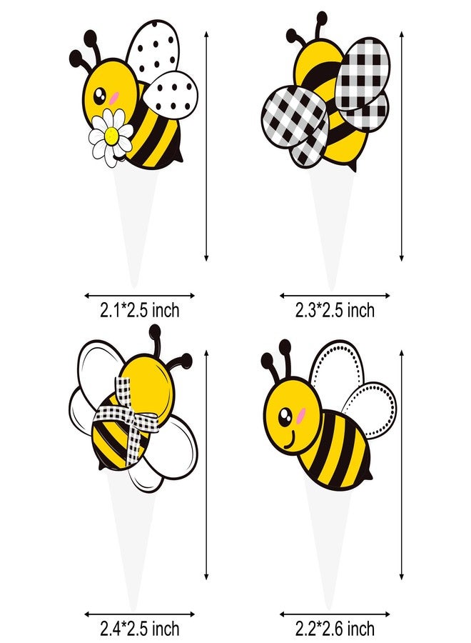 اوموني زينة كب كيك النحل لحفلات أعياد الميلاد على شكل نحلة، 48 قطعة من زينة كب كيك النحل، أوه بيبي، زينة الكيك لموضوع النحل، لوازم حفلات استقبال المولود، الكشف عن جنس المولود - Image 4