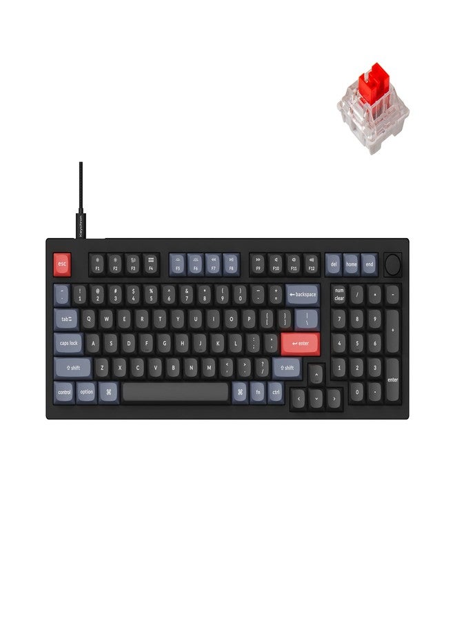 Keychron V5 Wired Custom Mechanical Keyboard Knob Version, 96% Layout QMK/VIA Programmable with Hot-swappable Keychron K Pro Red Switch Compatible with Mac Windows Linux Black (Non-Transparent) - Image 1